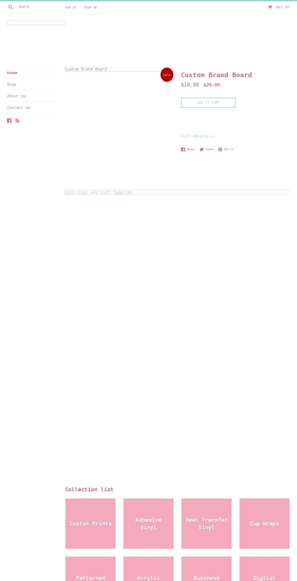 cutzvinylandcraftsupplies.com shopify website screenshot