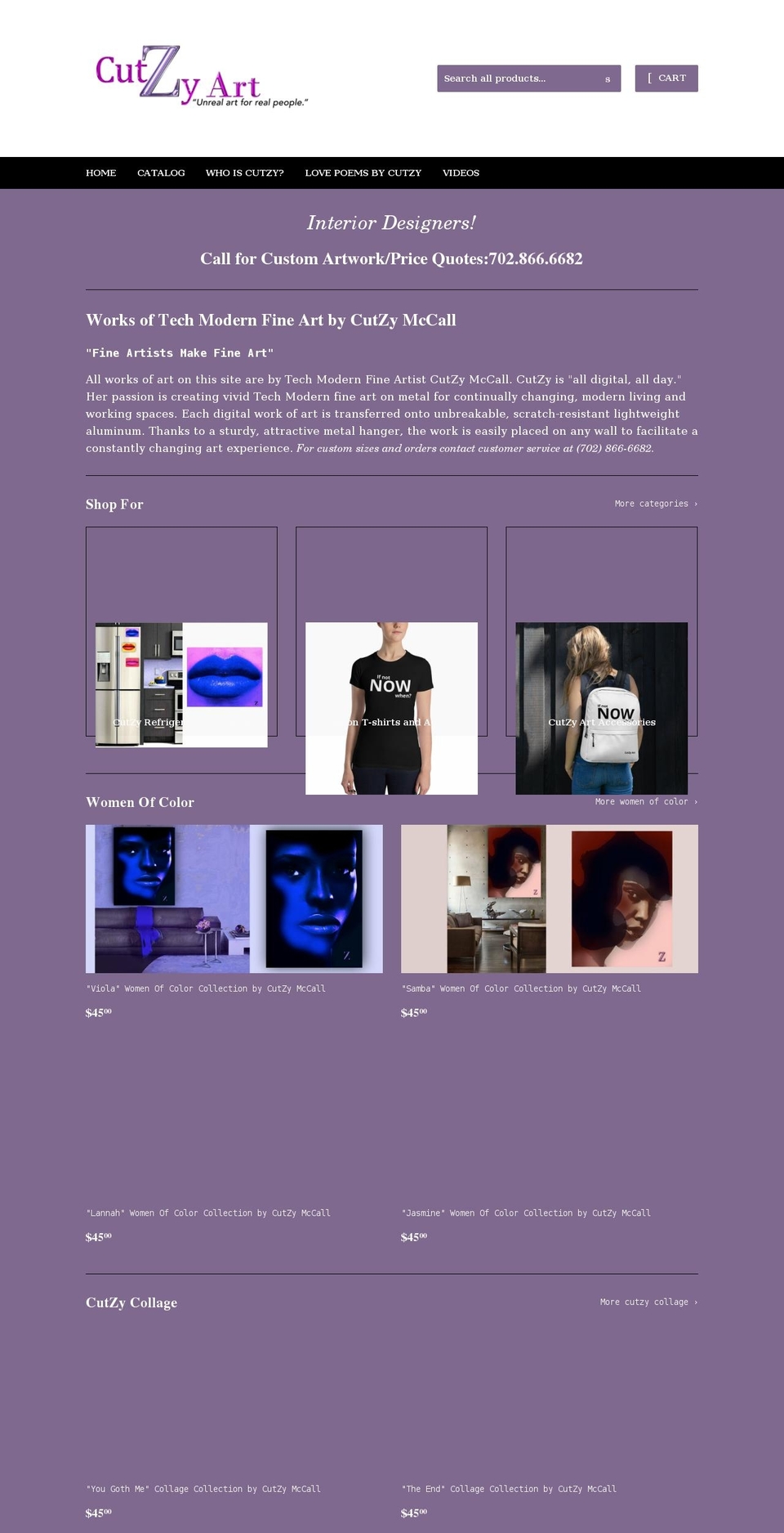 cutzyart.com shopify website screenshot