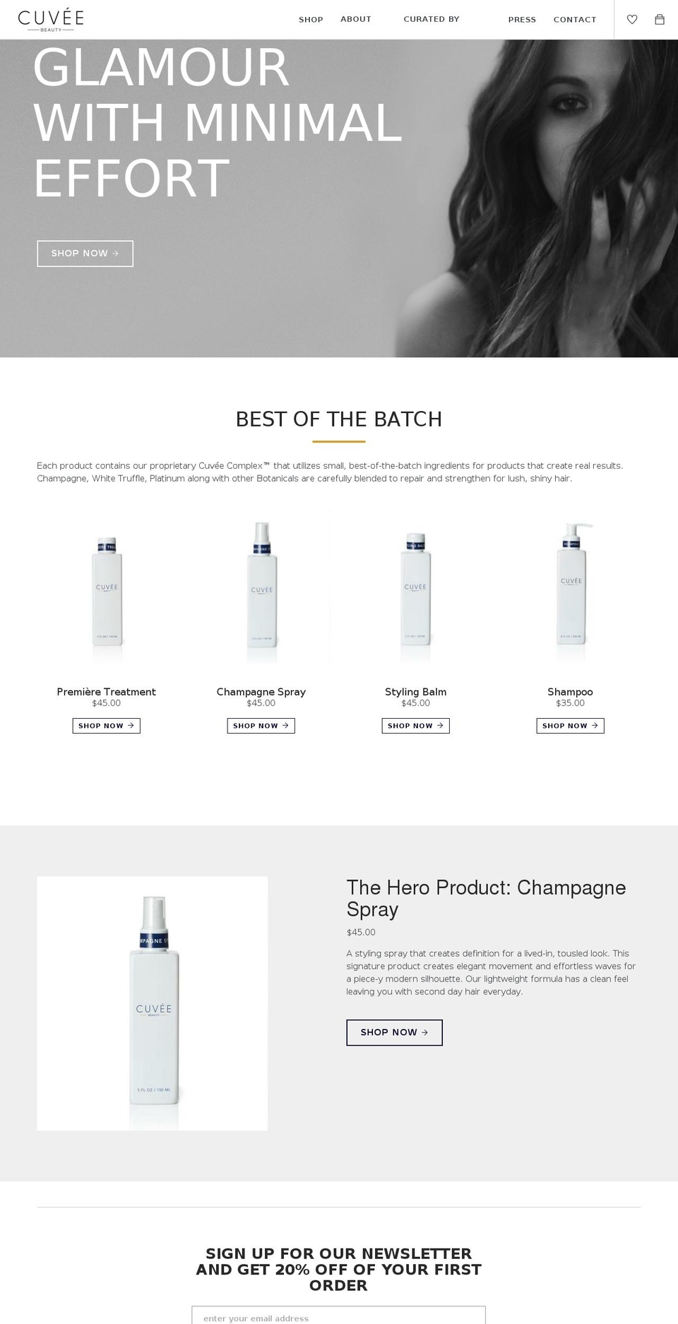 cuveebeauty.com shopify website screenshot