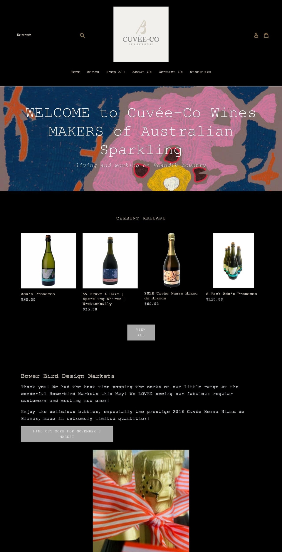 cuveecowines.com shopify website screenshot