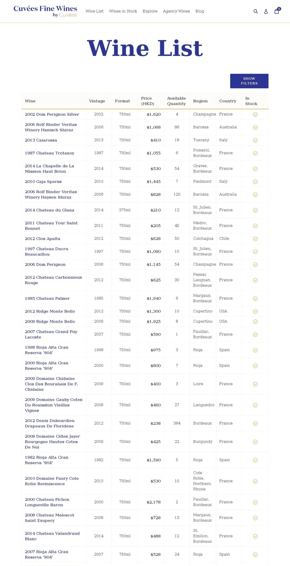 cuveeswine.com — Shopify storefront screenshot