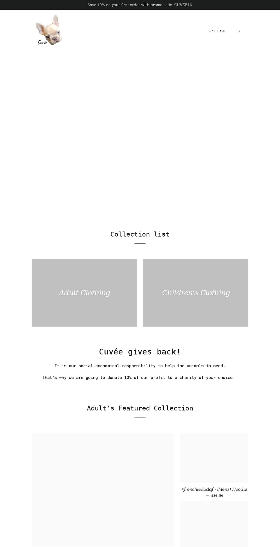 cuveethefrenchie.com shopify website screenshot