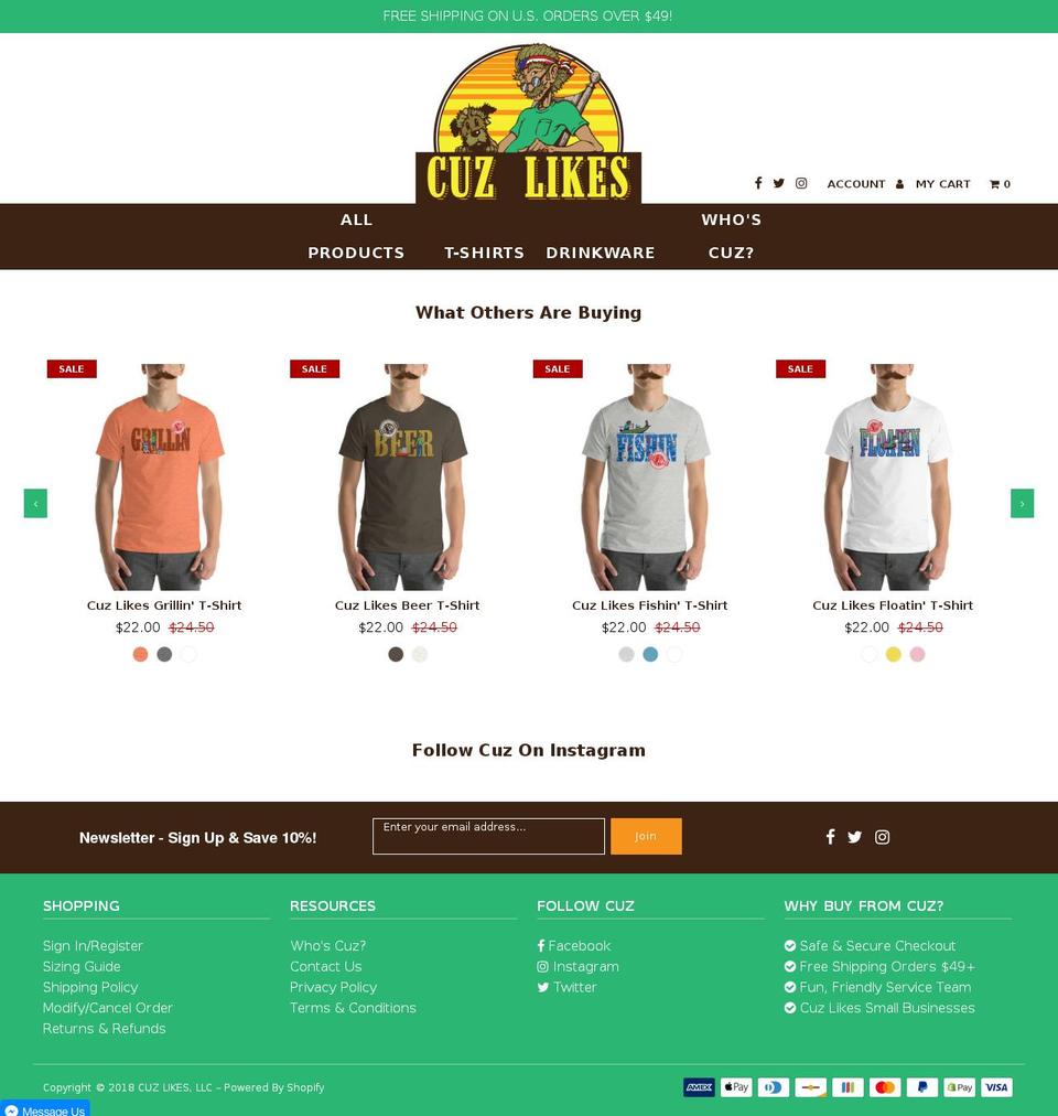 cuzlikes.com — Shopify storefront screenshot