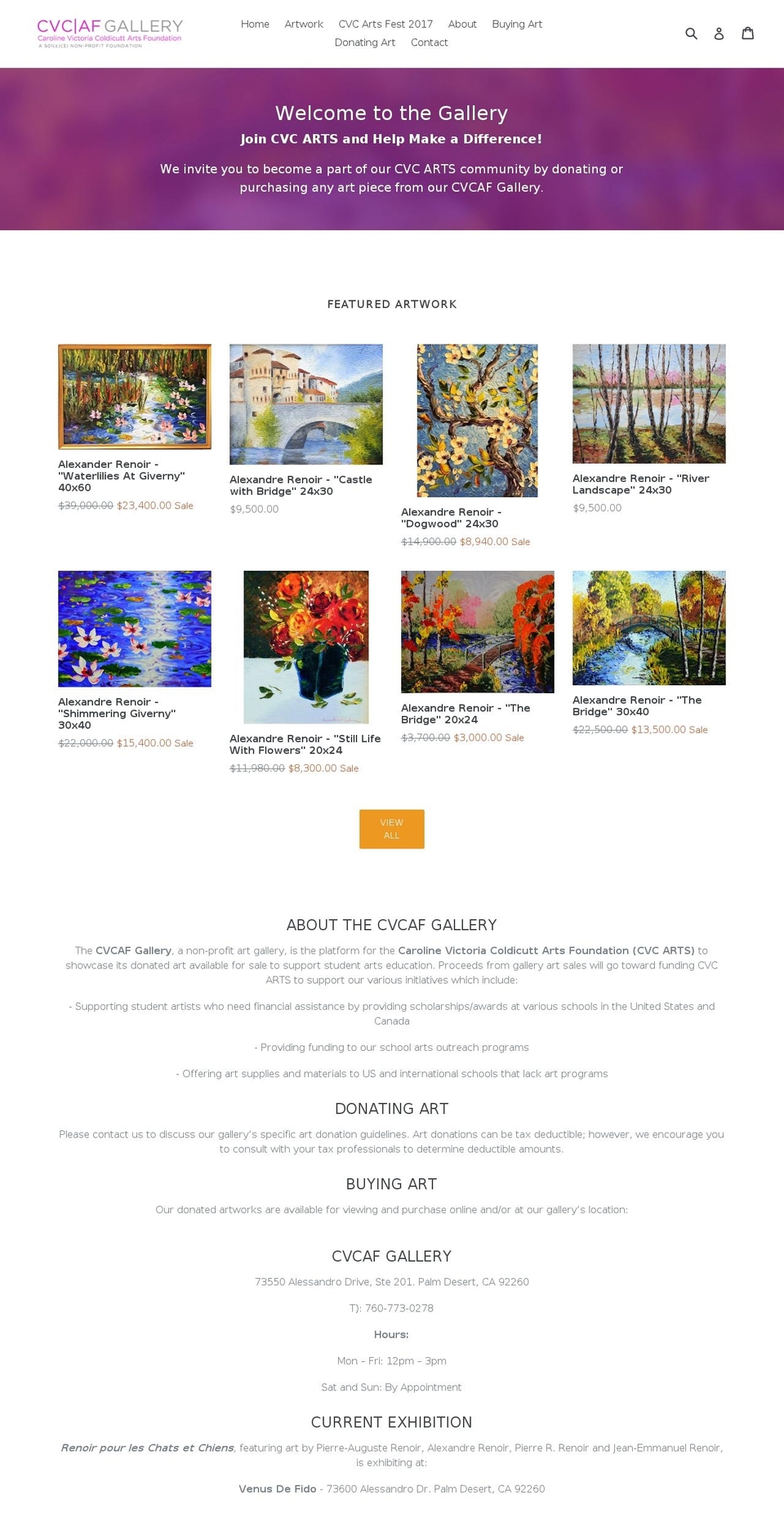 cvcafgallery.com — Shopify storefront screenshot