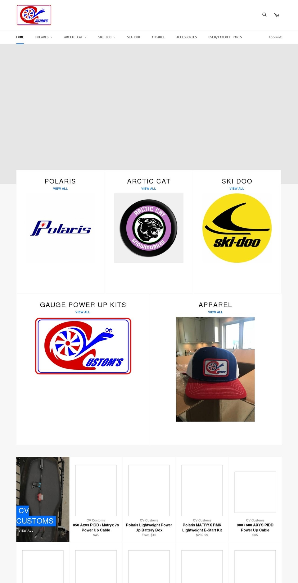 cvcustoms.com shopify website screenshot