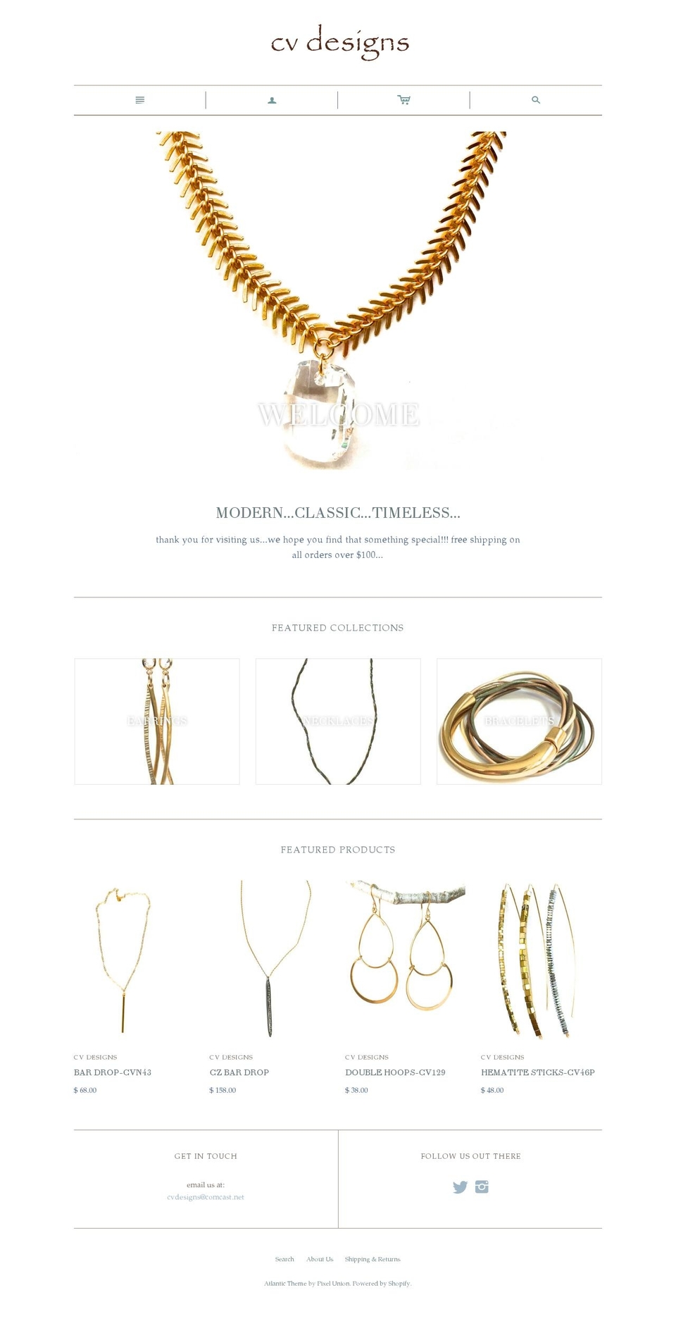 cvdesignsjewelry.com shopify website screenshot