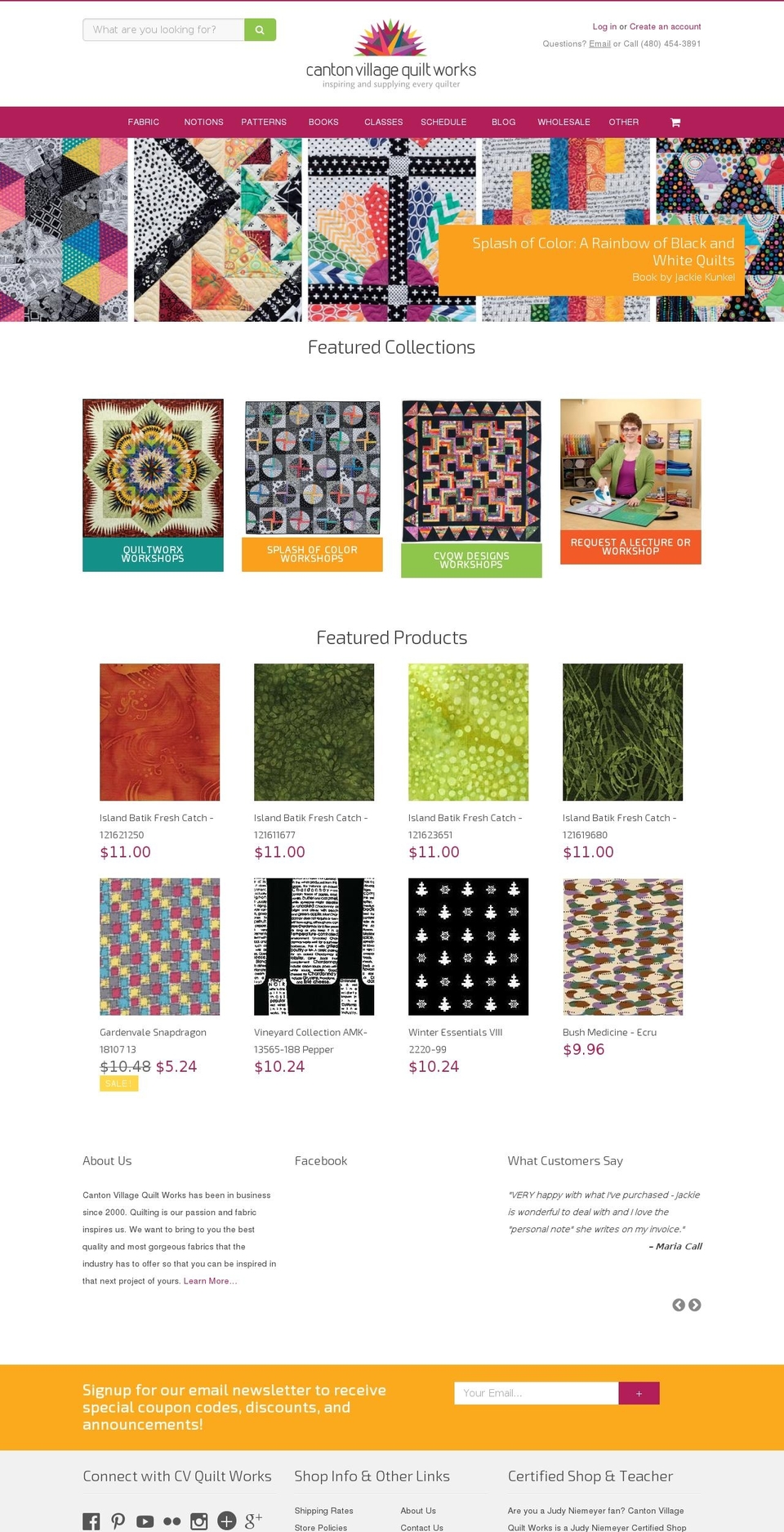 August Shopify theme site example cvquiltworks.com