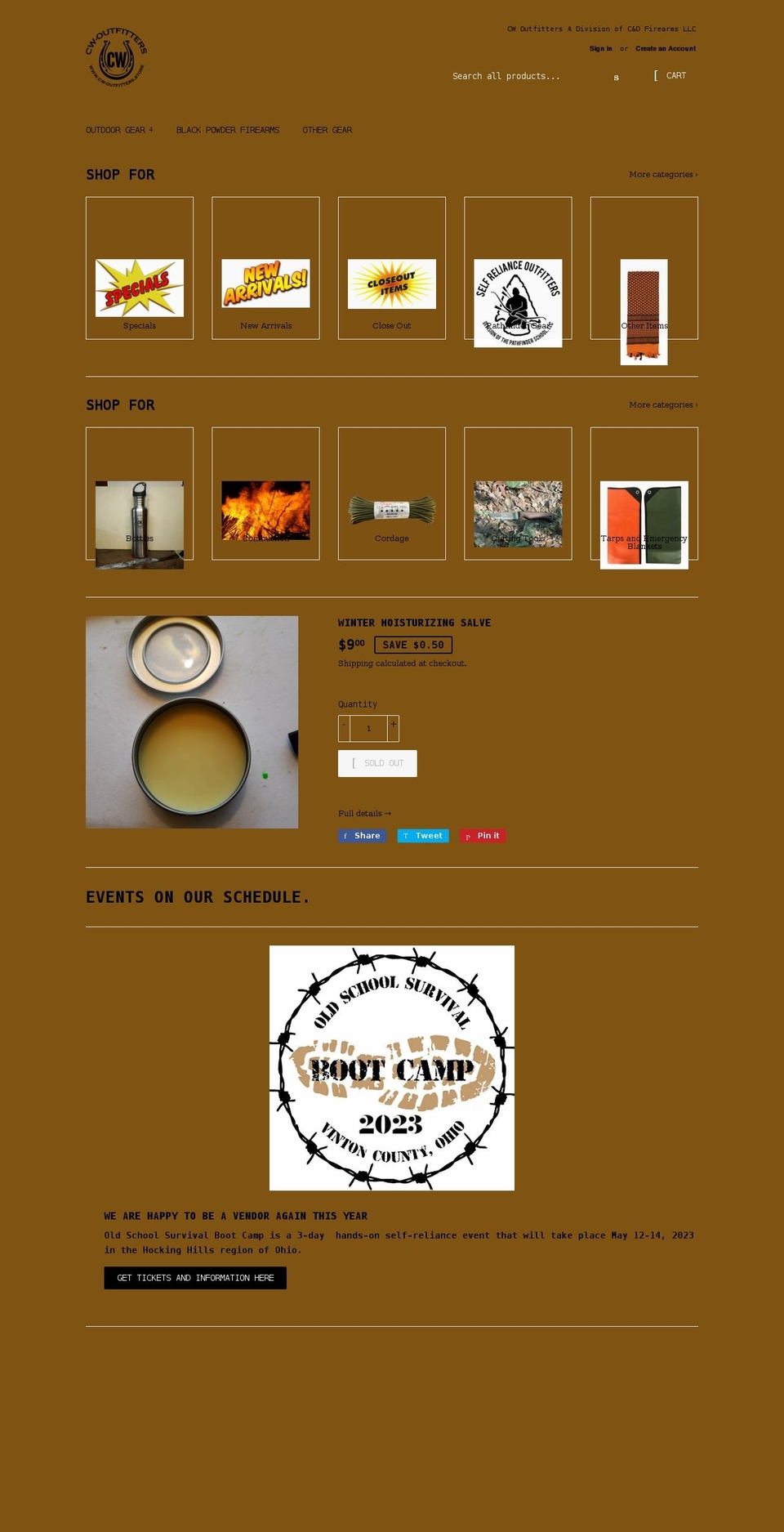 cw-outfitters.store shopify website screenshot