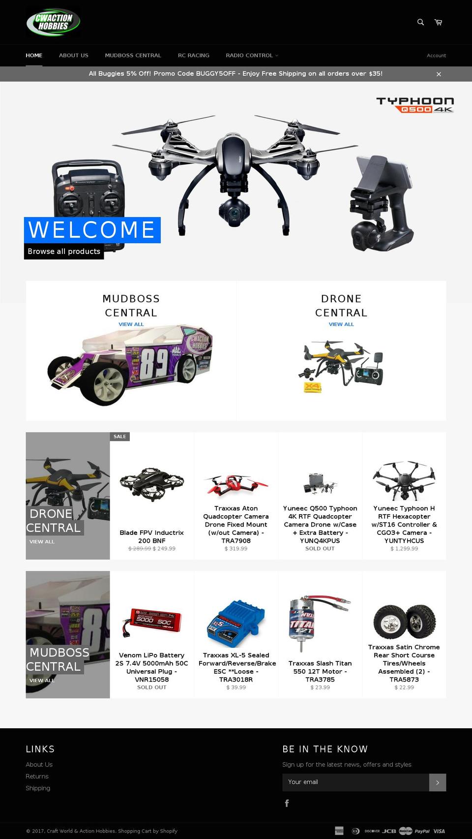 cwactionhobbies.com shopify website screenshot