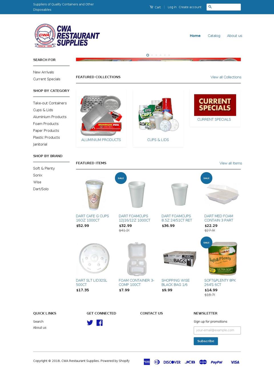 cwarestaurantsupplies.com — Shopify storefront screenshot