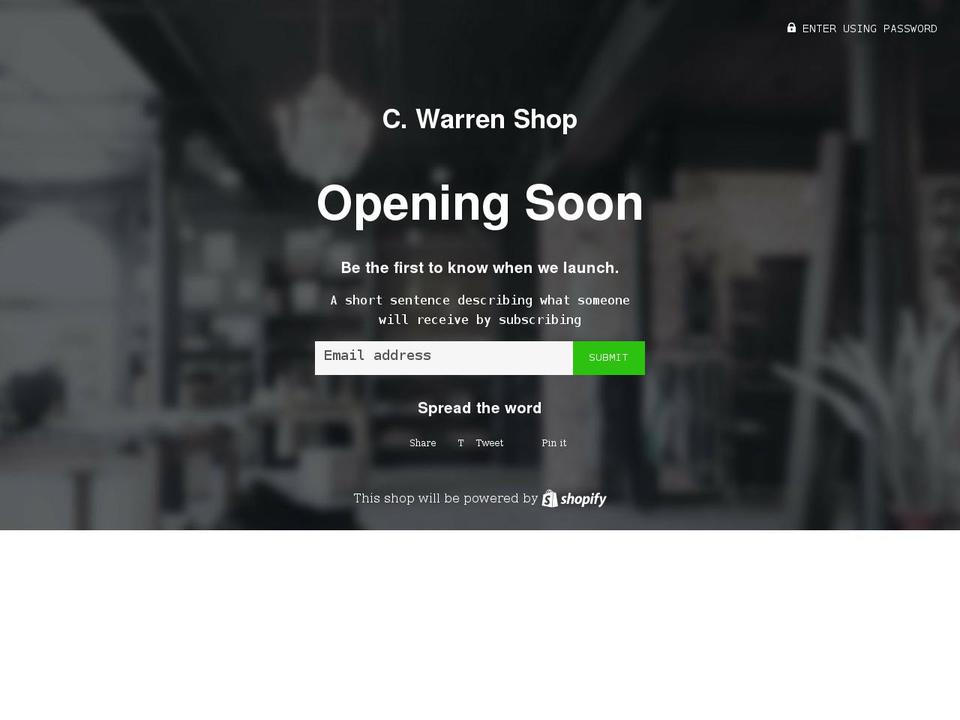 cwarrenshop.com shopify website screenshot