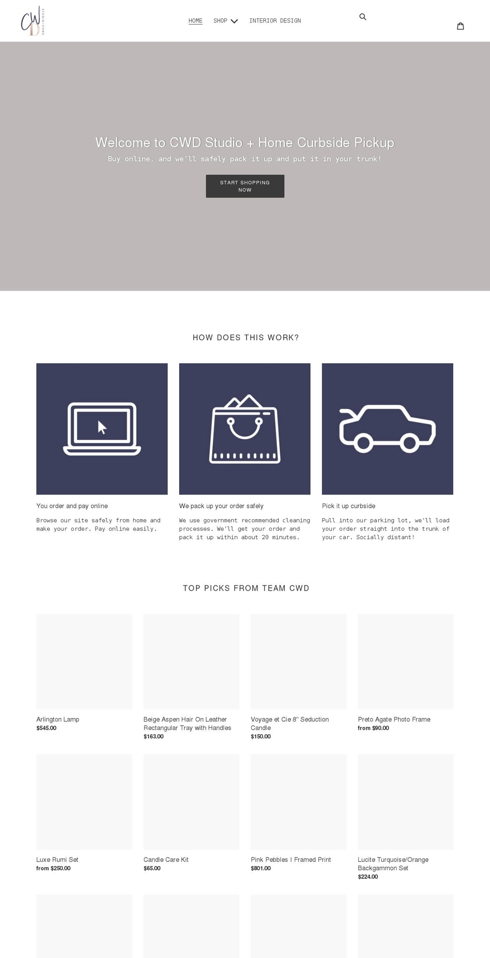 cwdstudiohome.com shopify website screenshot
