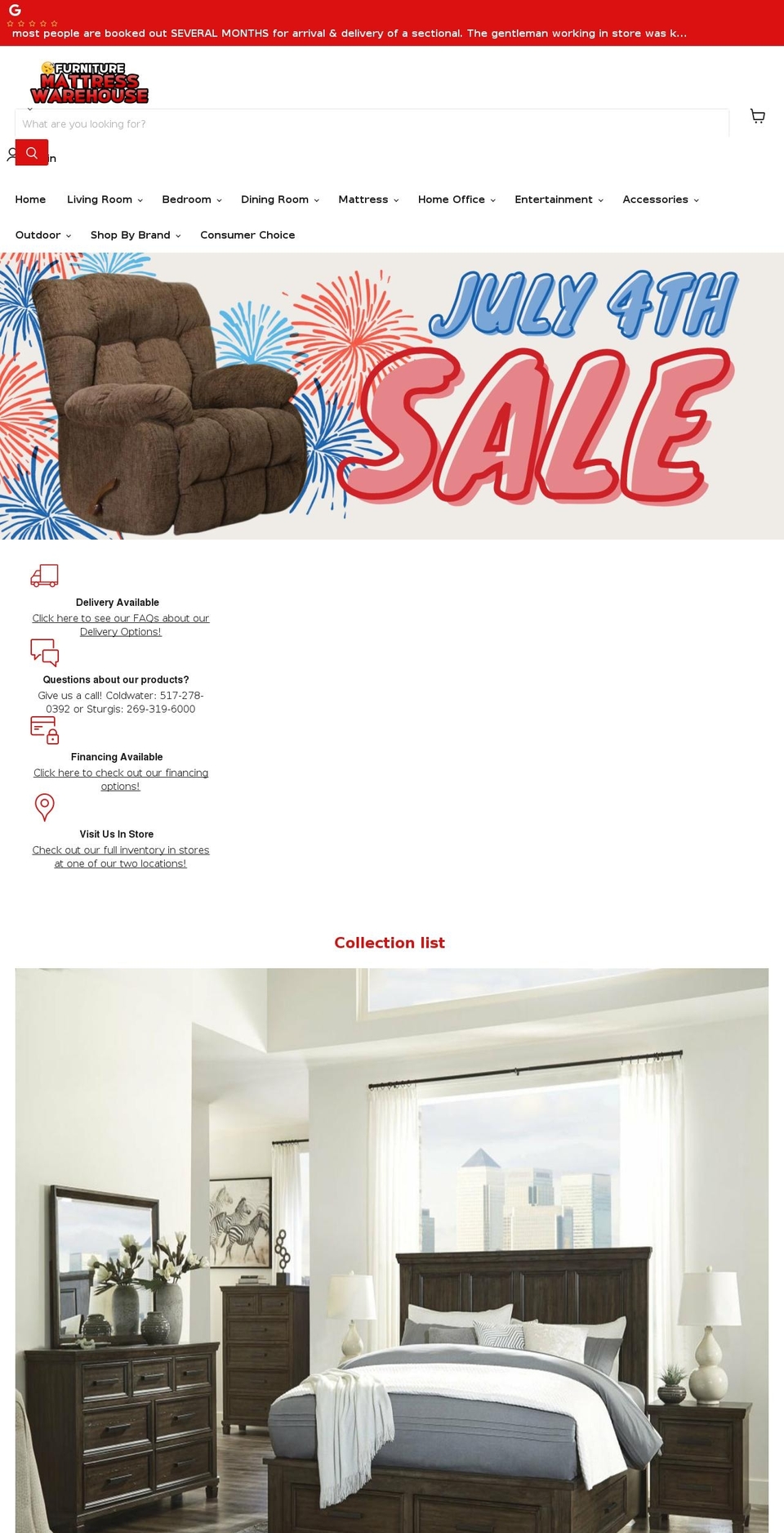 cwmattresswarehouse.com shopify website screenshot