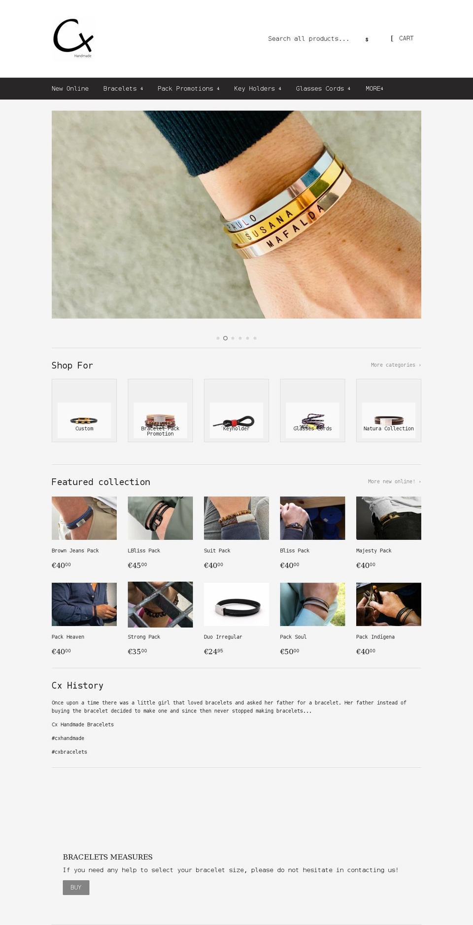 cx-handmade.com shopify website screenshot