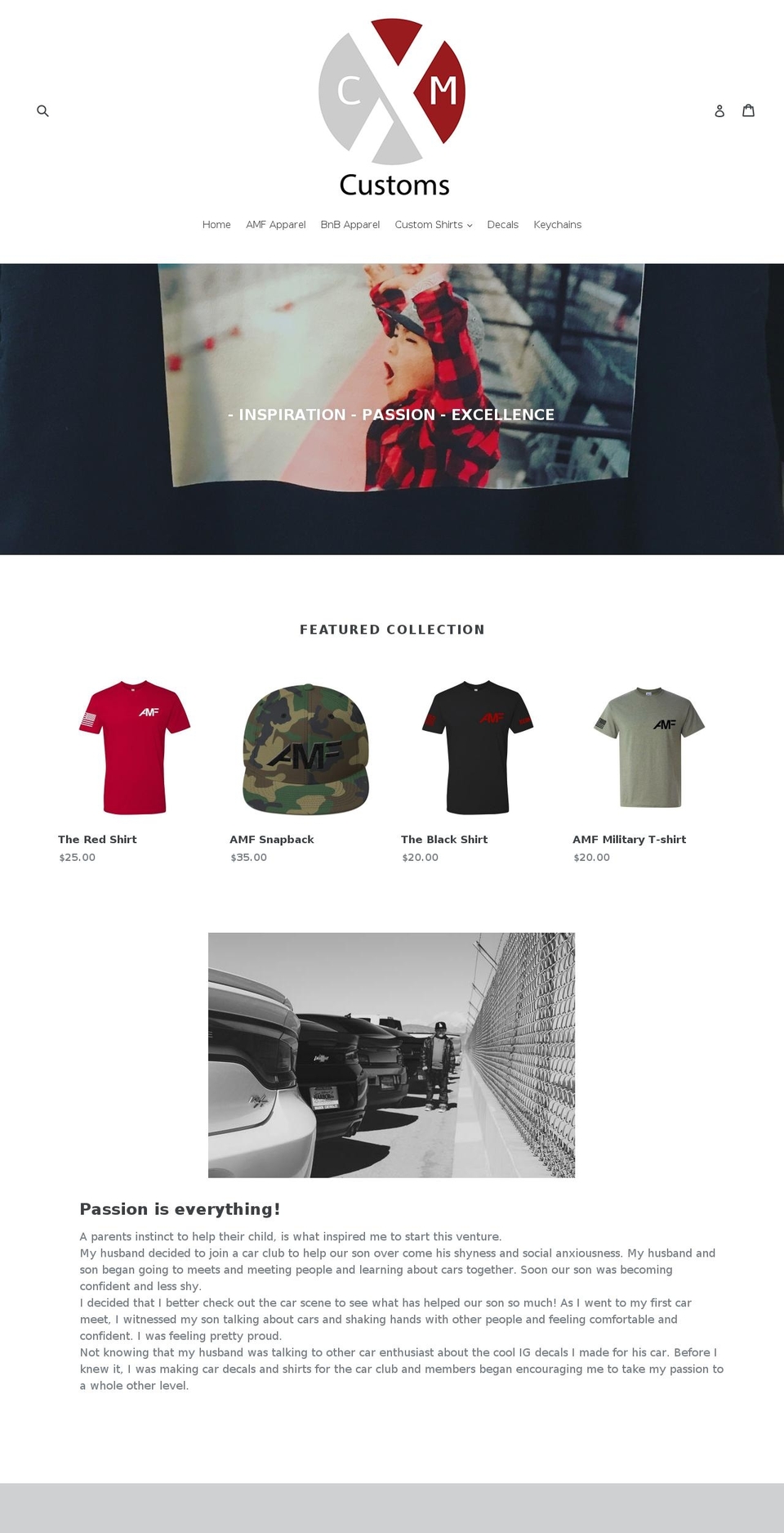 cxmcustoms.com — Shopify storefront screenshot