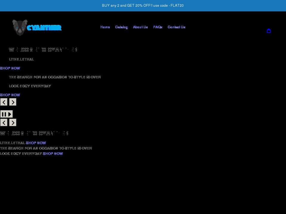 cyanther.com shopify website screenshot
