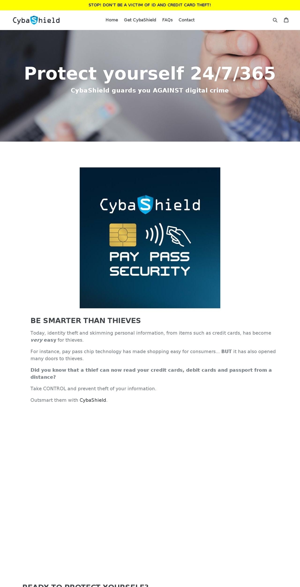 cybashield.com — Shopify storefront screenshot