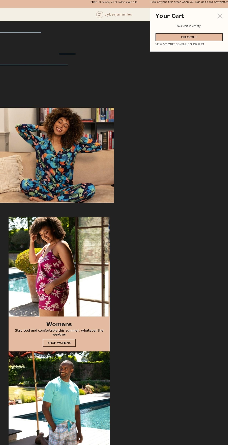 cyberjammies.co.uk shopify website screenshot