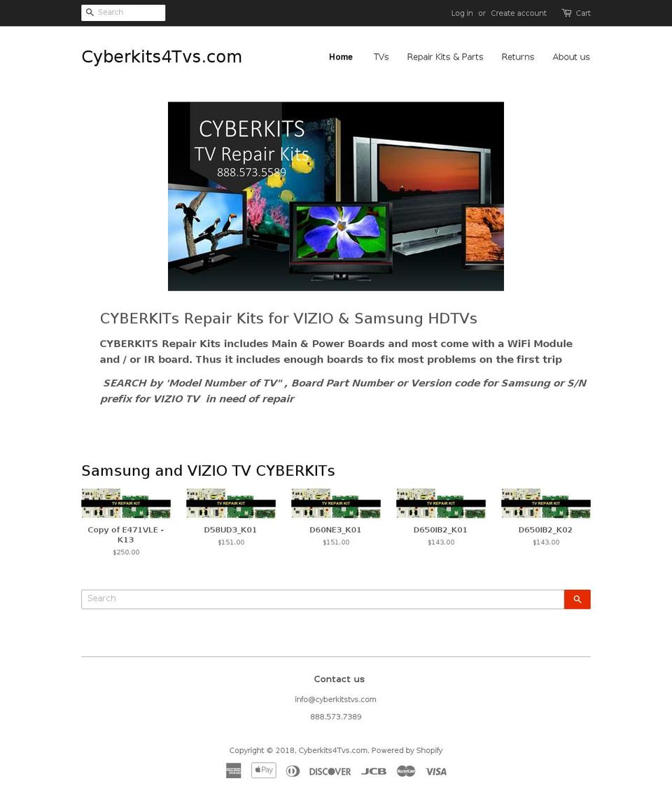 cyberkits4tvs.com — Shopify storefront screenshot