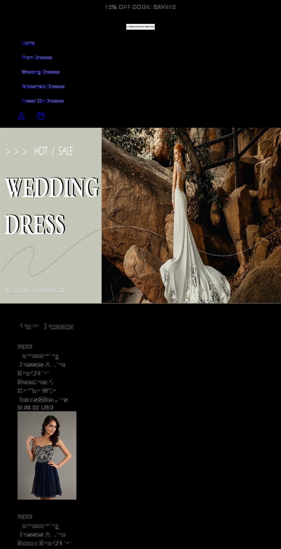 cybermondaydresses.com shopify website screenshot