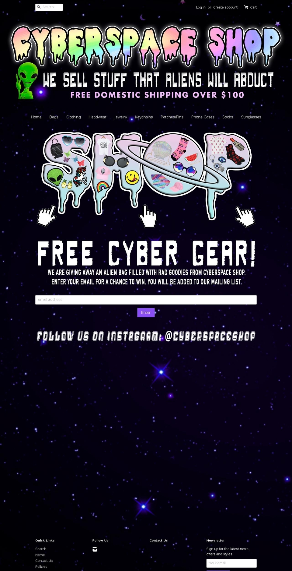 cyberspaceshop.com shopify website screenshot