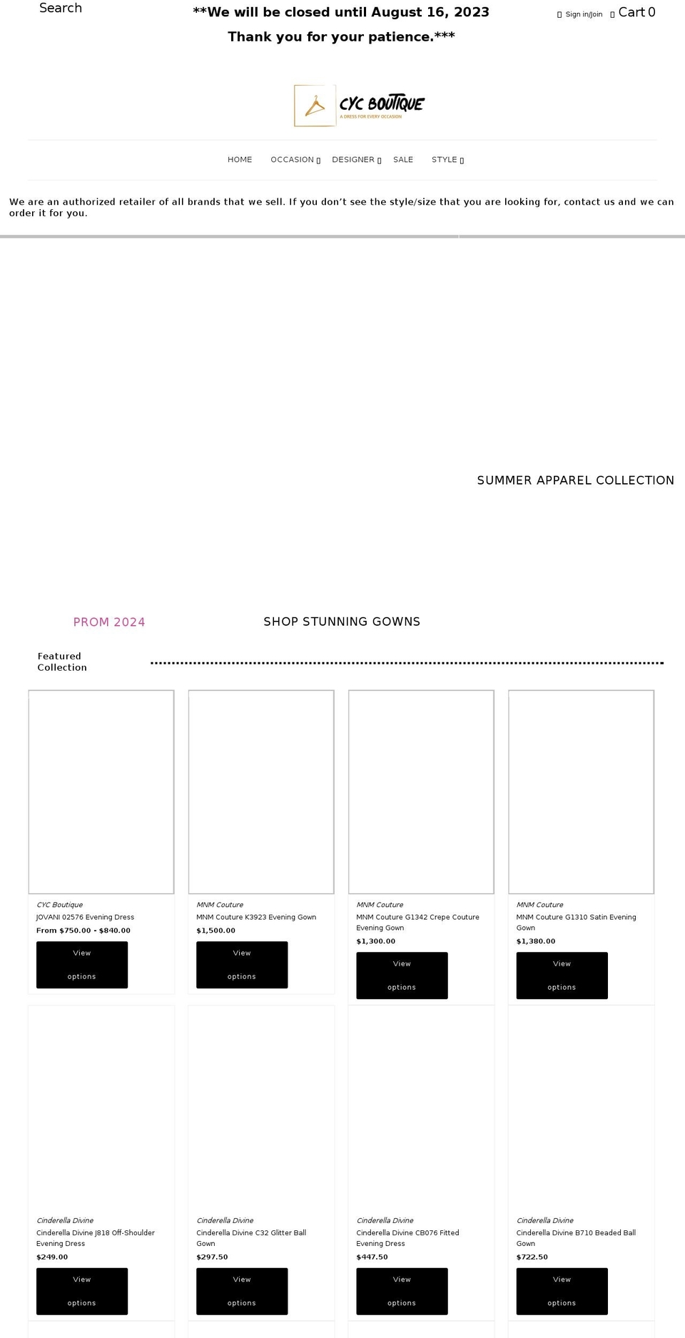 cycboutique.com shopify website screenshot