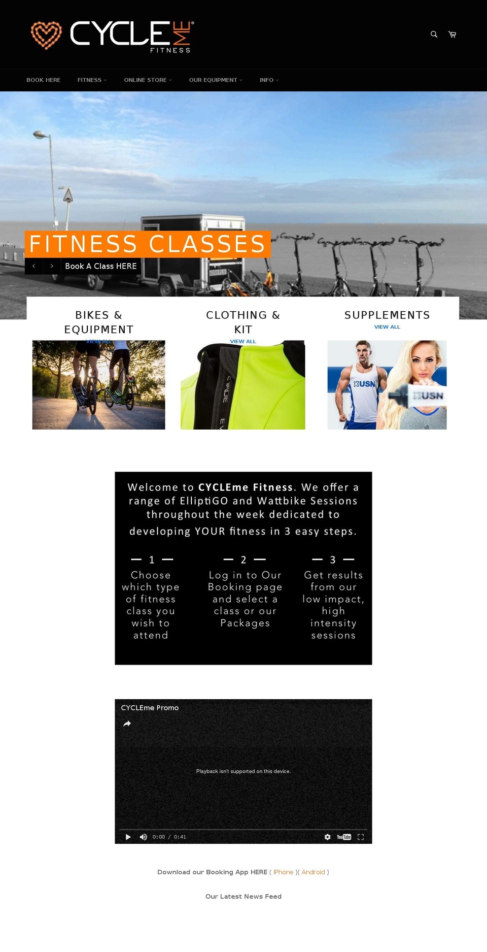 cyclemefitness.com shopify website screenshot