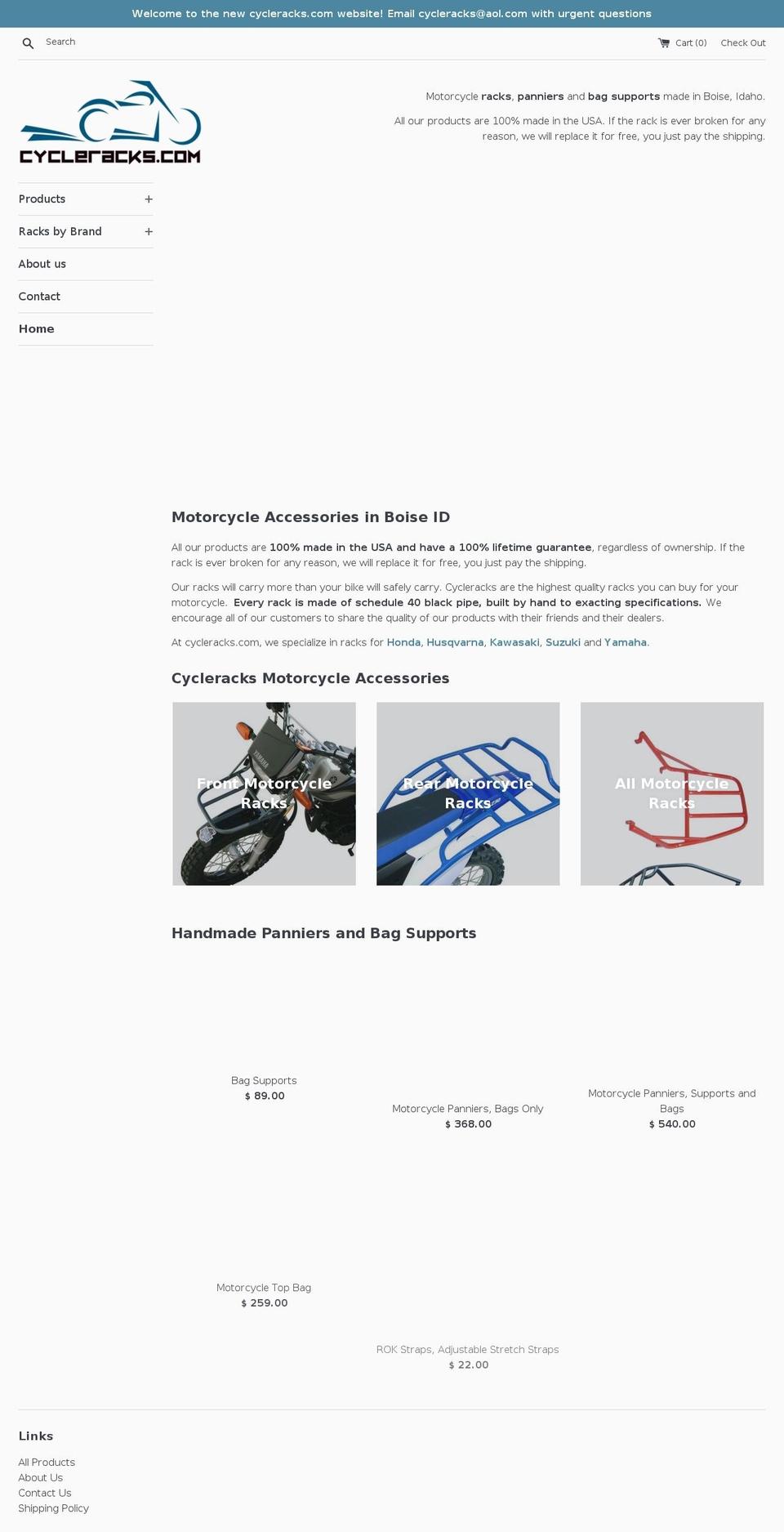 cycleracks.com — Shopify storefront screenshot
