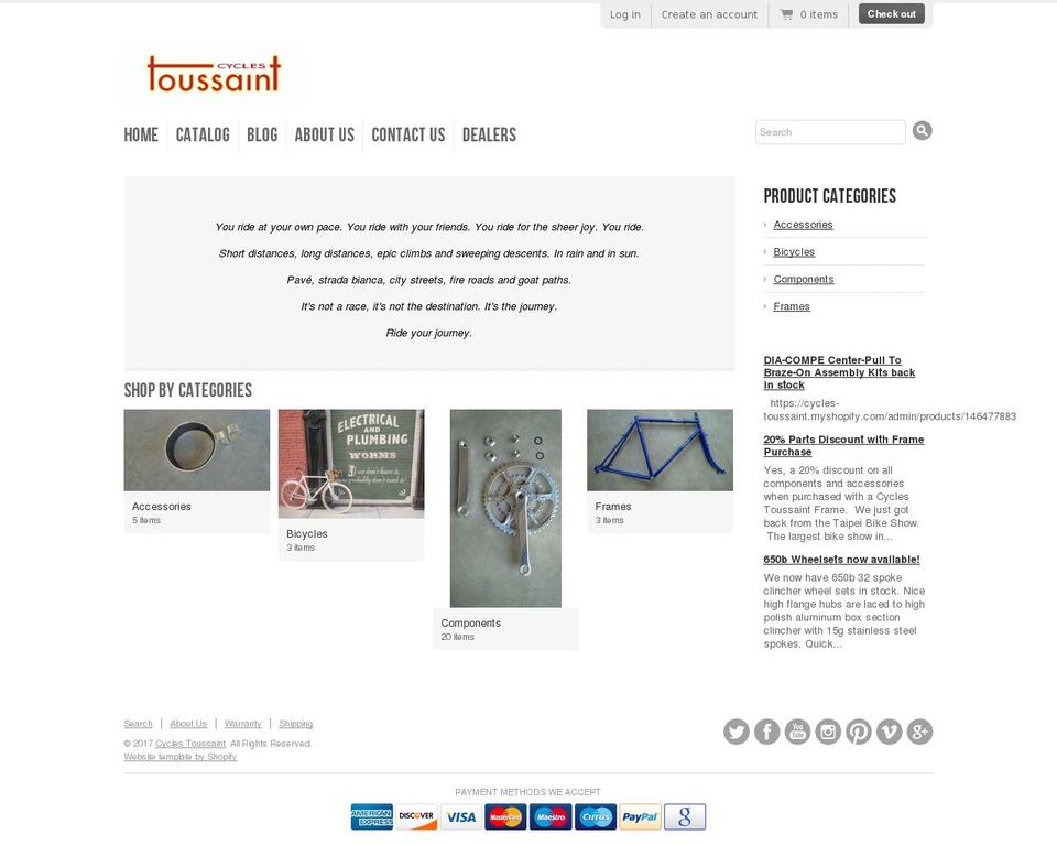 cyclestoussaint.com shopify website screenshot