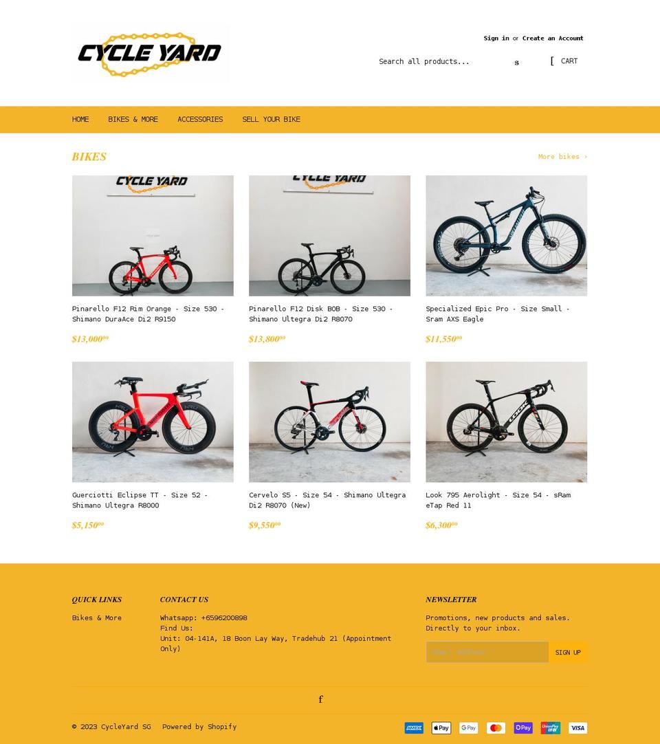 cycleyard.shop shopify website screenshot