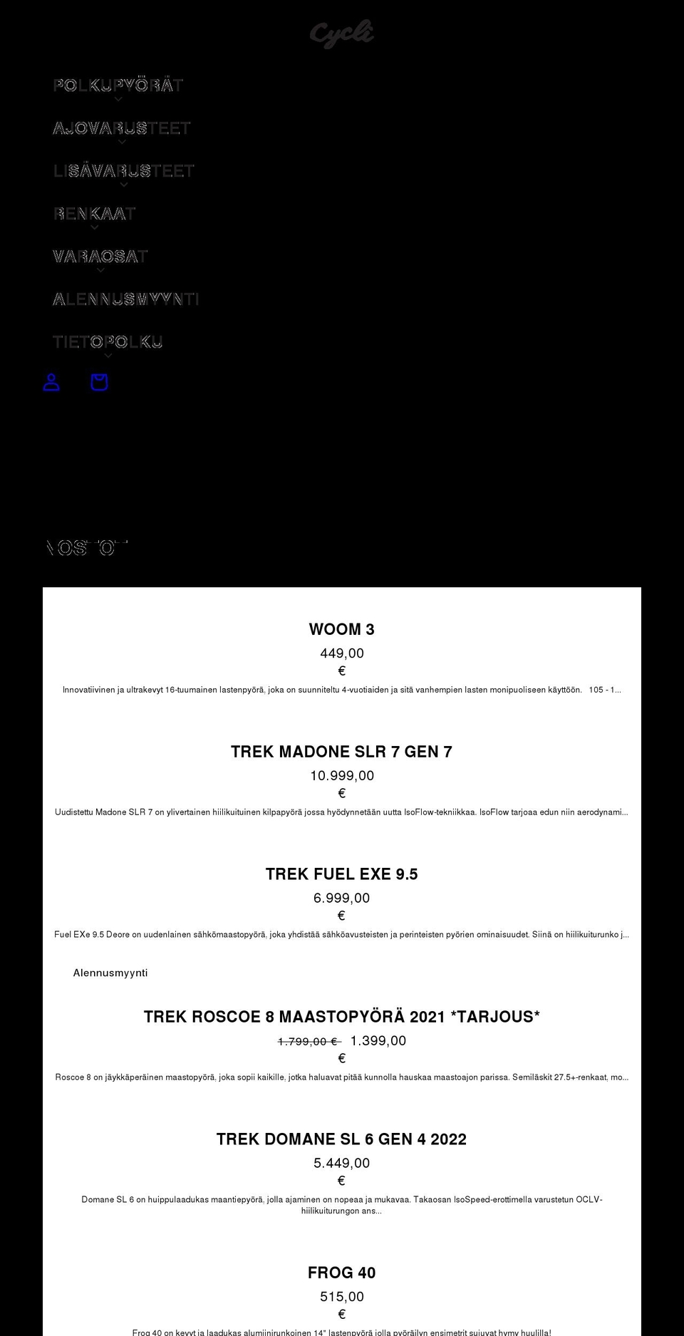 cycli.fi shopify website screenshot