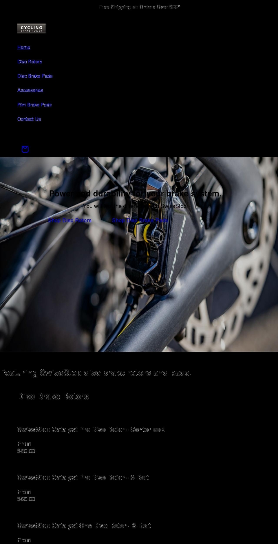 cyclingbrakepower.com shopify website screenshot