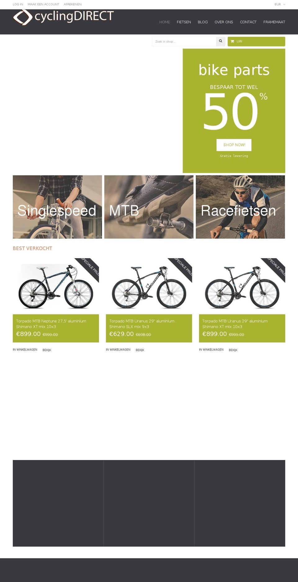 cyclingdirect.nl shopify website screenshot