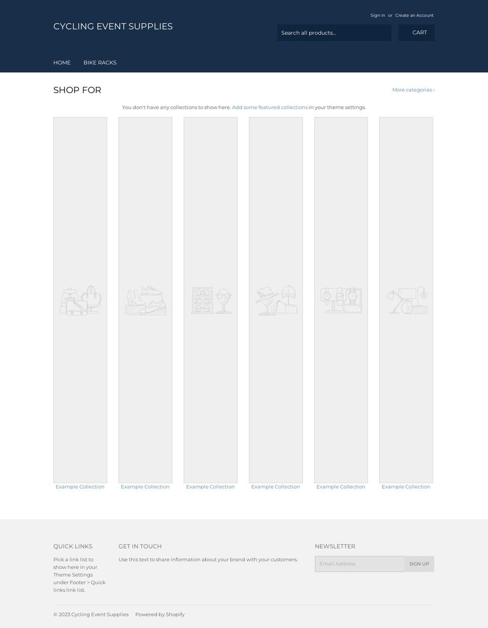 cyclingeventsupplies.com shopify website screenshot