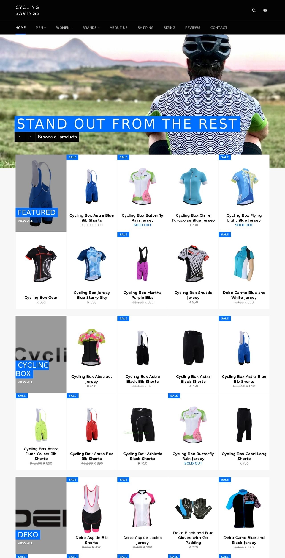 cyclingsavings.co.za shopify website screenshot