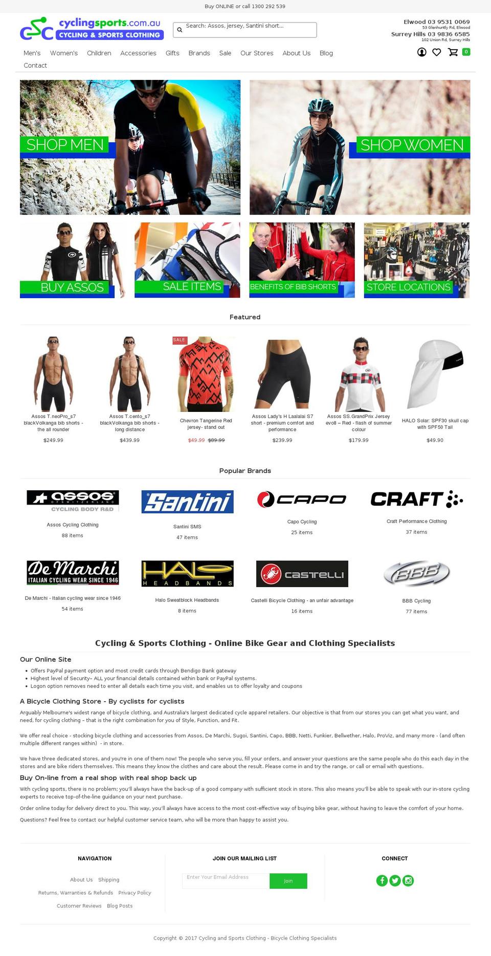 cyclingsports.com.au shopify website screenshot