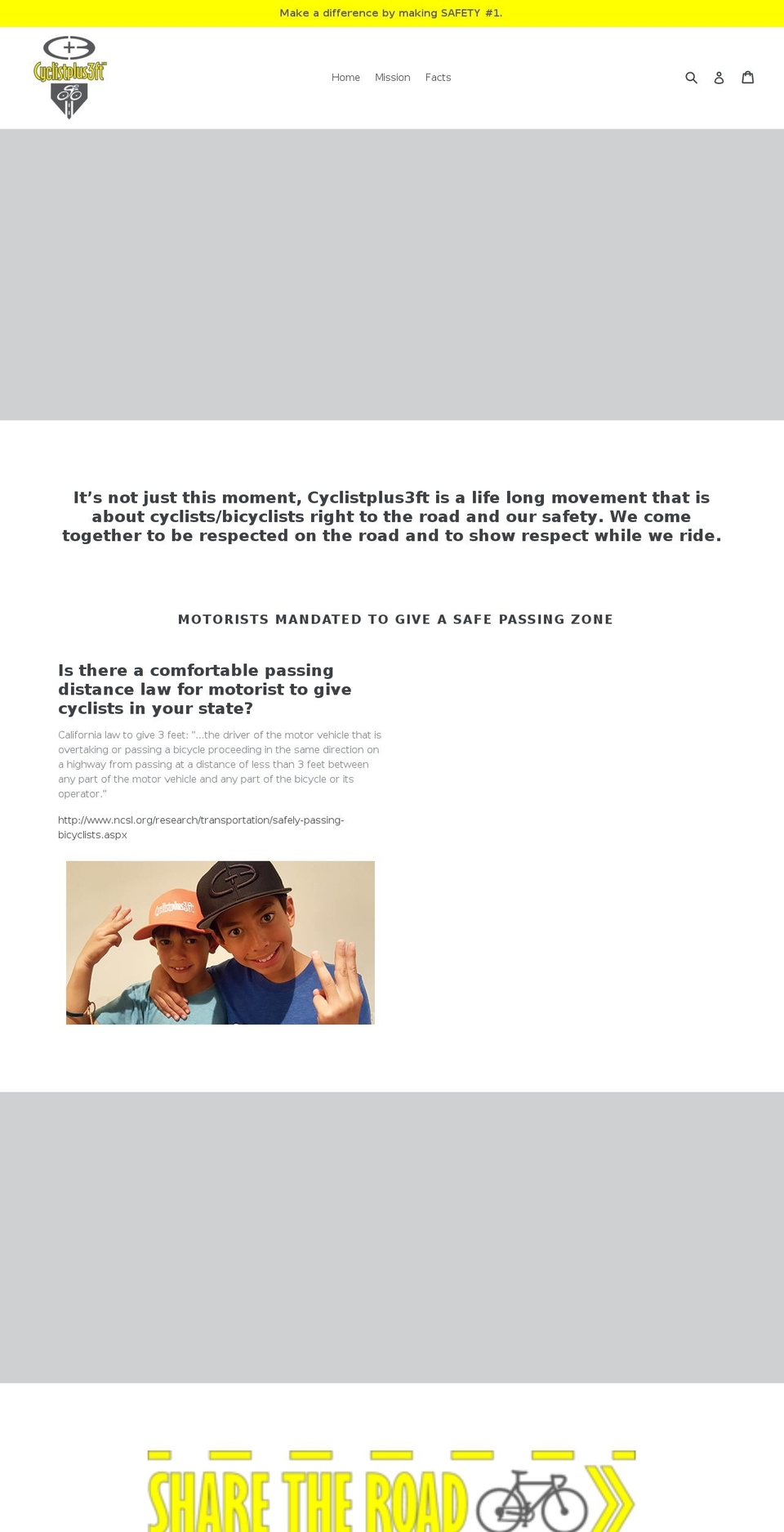 cyclistplus3ft.com — Shopify storefront screenshot