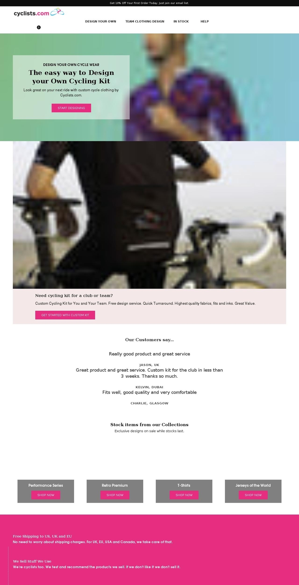 cyclists.com shopify website screenshot