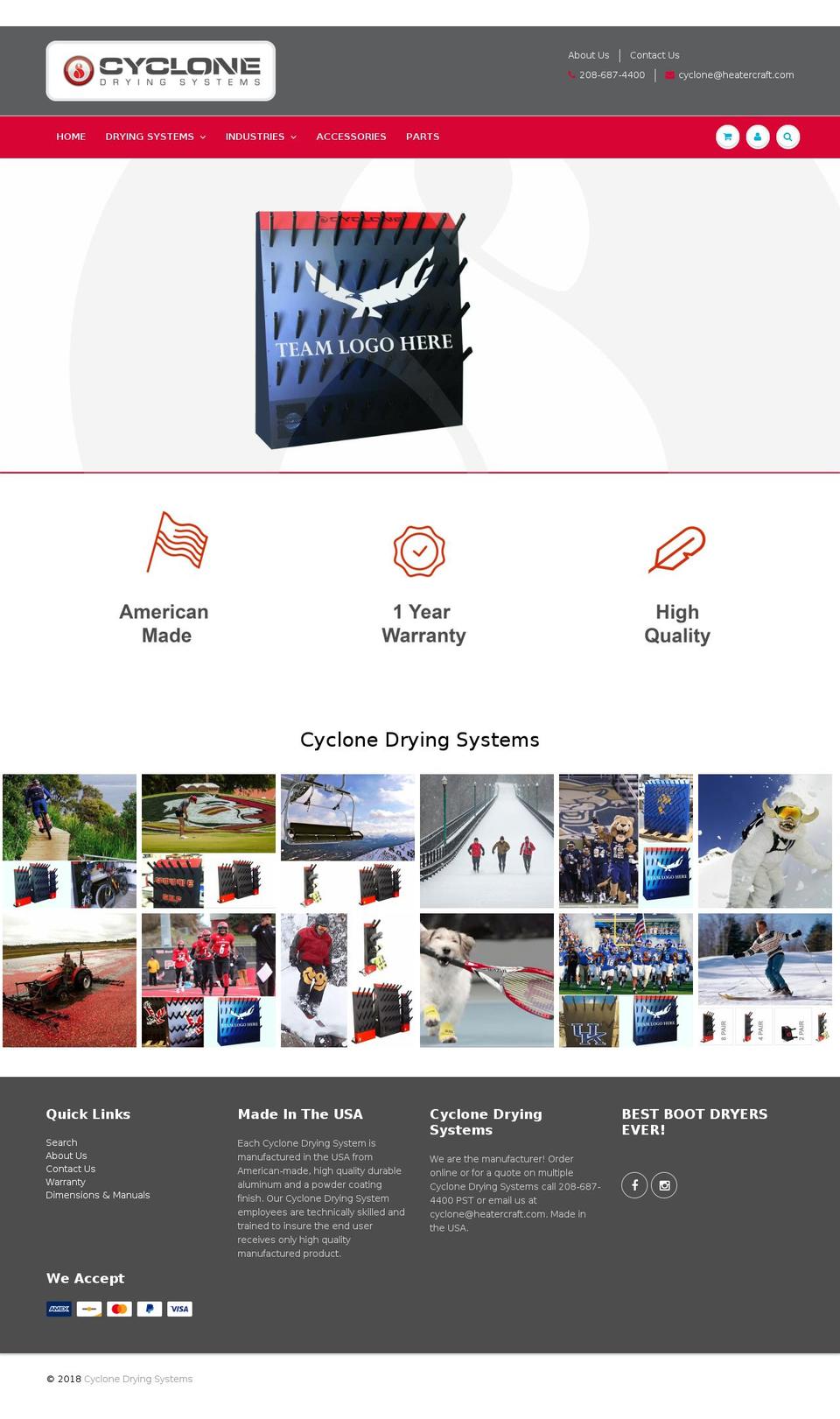 cyclonedryingsystems.com — Shopify storefront screenshot
