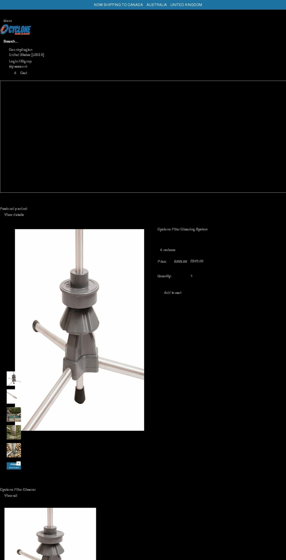 cyclonefiltercleaner.com shopify website screenshot