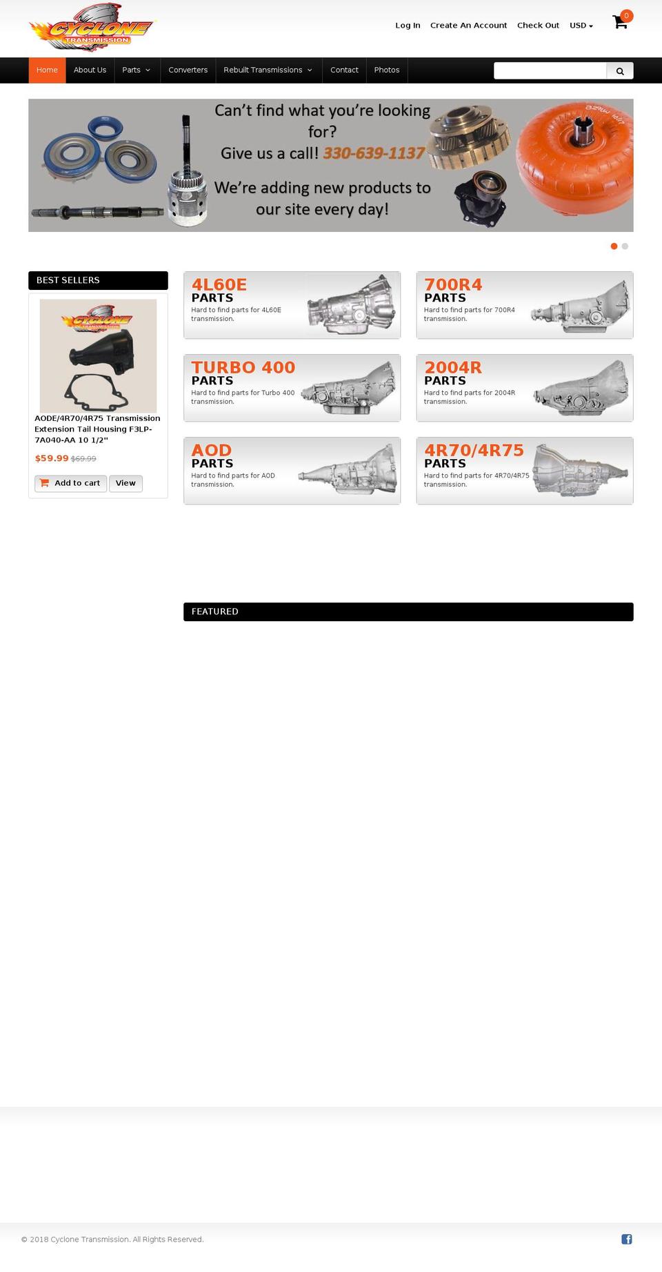 cyclonetransmission.com shopify website screenshot