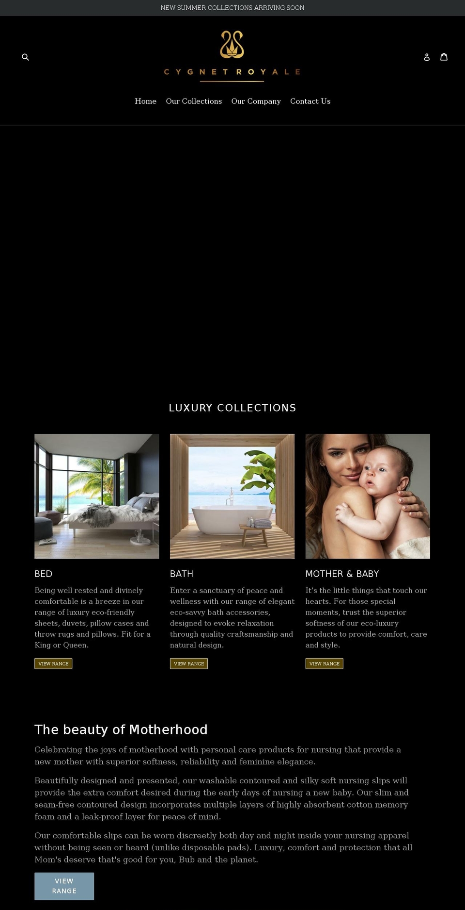 cygnetroyale.com — Shopify storefront screenshot