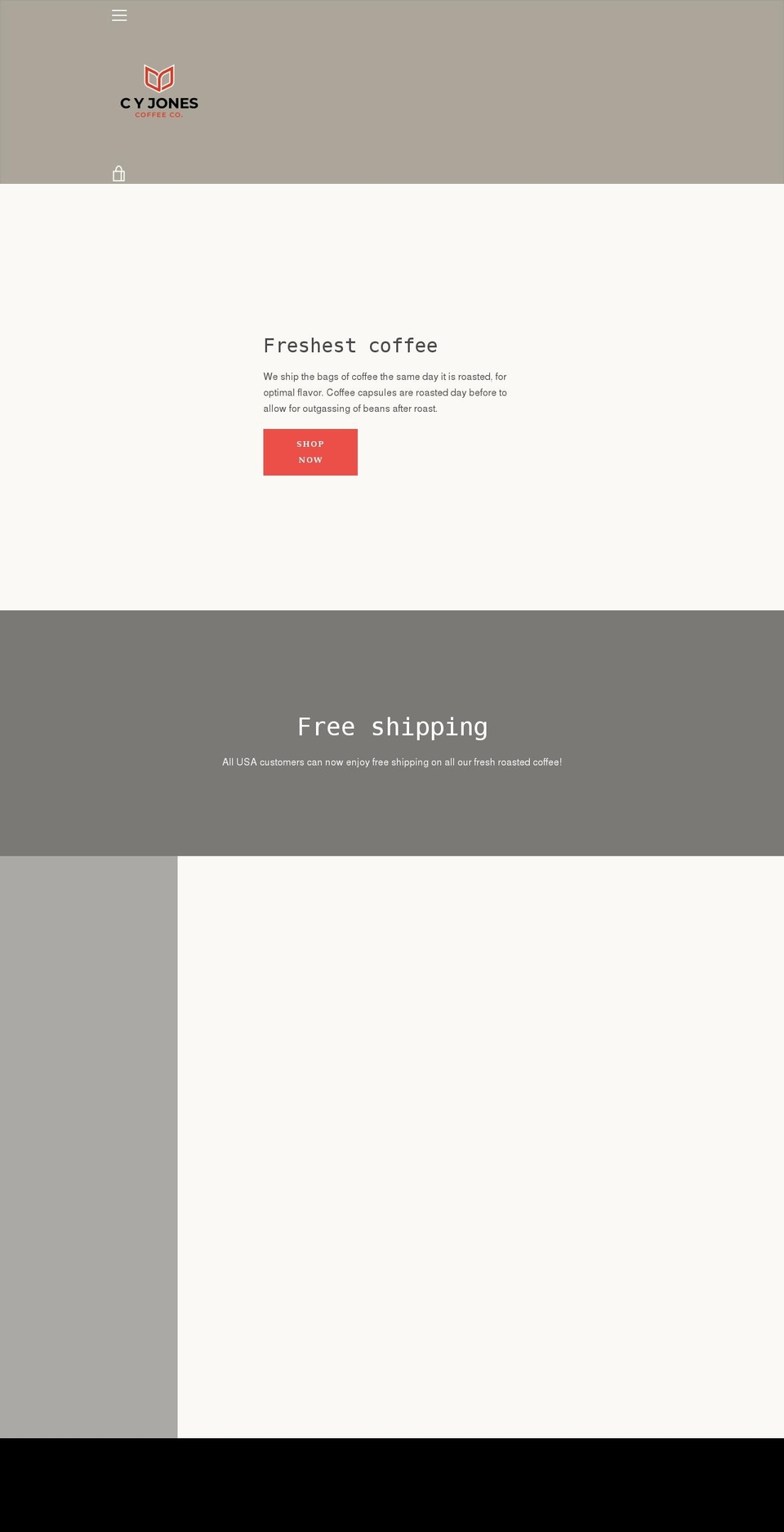 Dripshipper turnkey theme Shopify theme site example cyjonescoffee.com