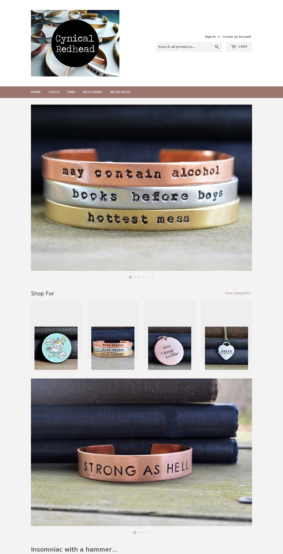 cynicalredhead.com shopify website screenshot