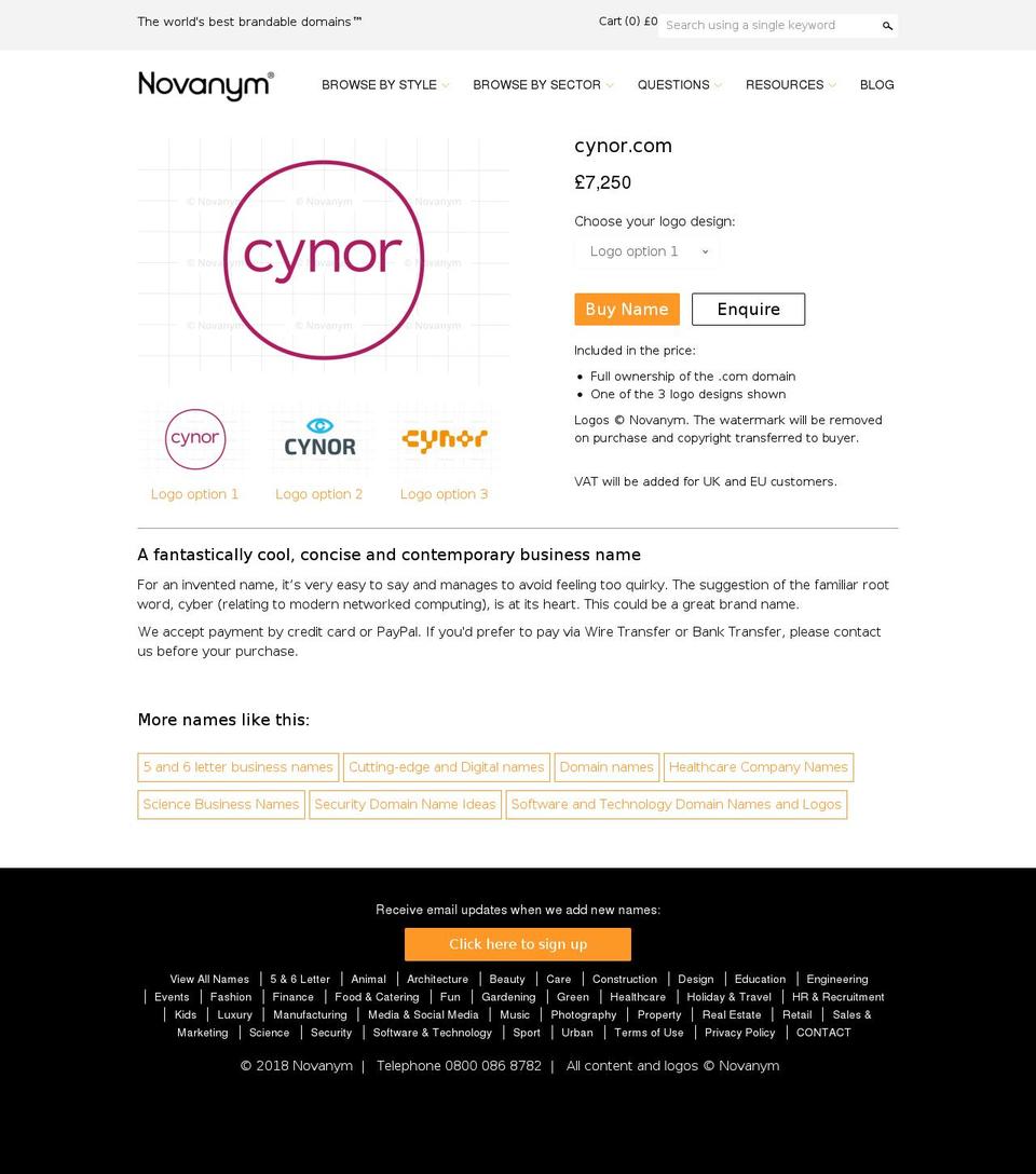 cynor.com — Shopify storefront screenshot