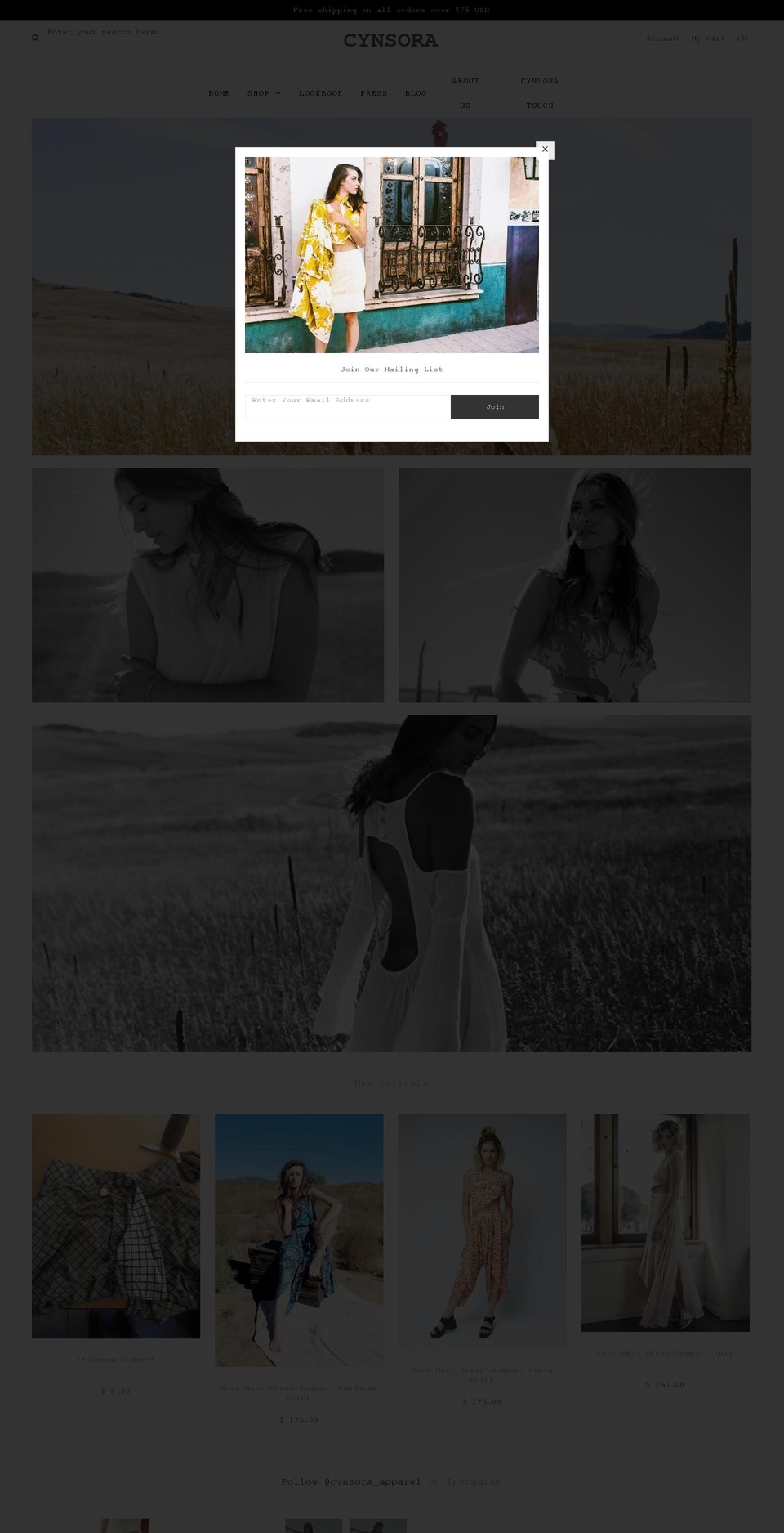 cynsora.com shopify website screenshot