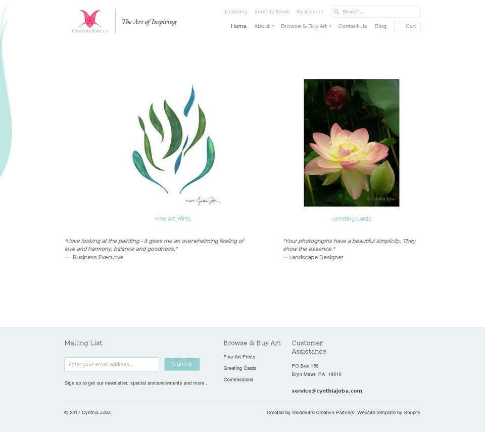 cynthiajoba.com shopify website screenshot