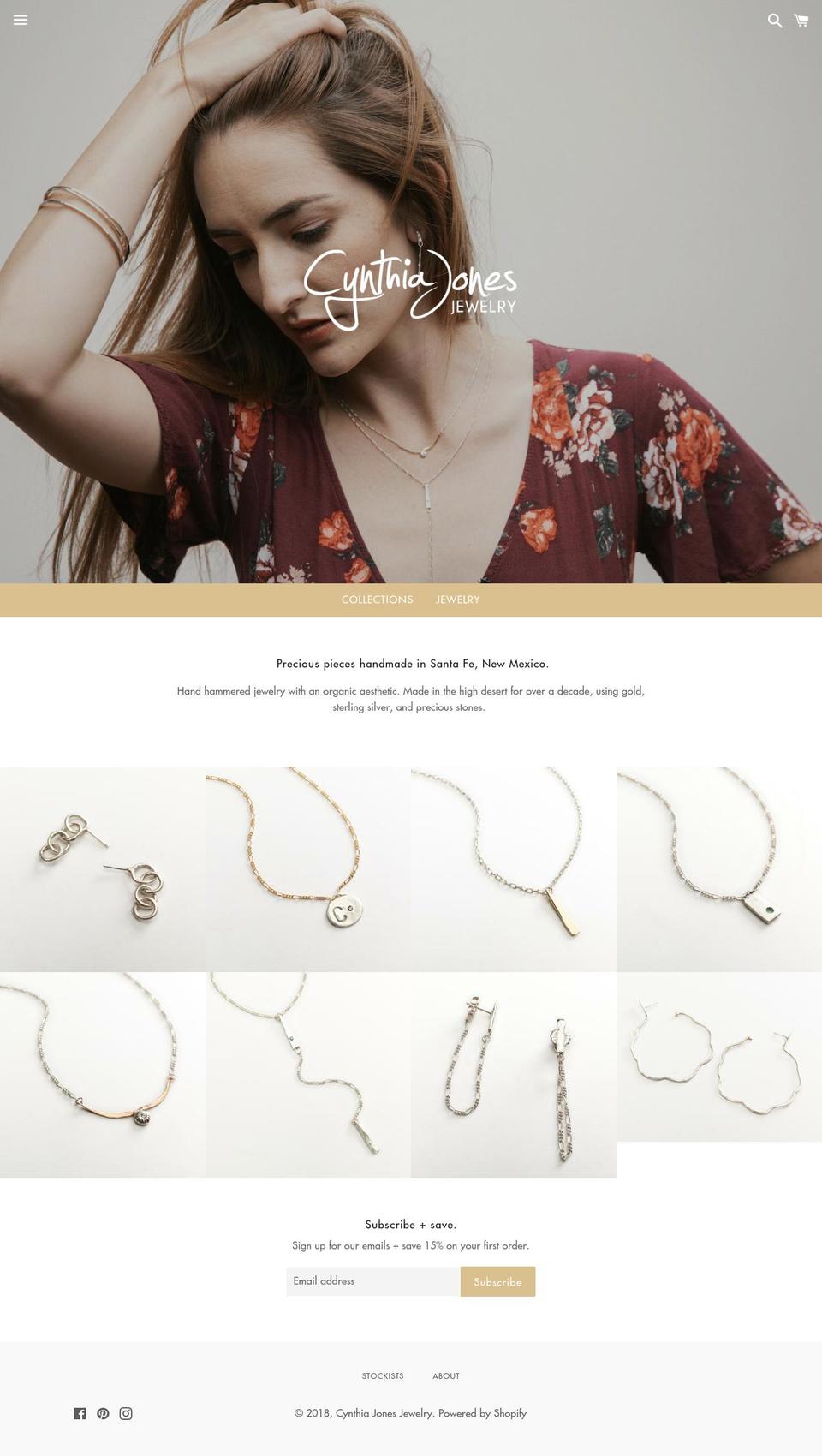 cynthiajonesjewelry.com shopify website screenshot