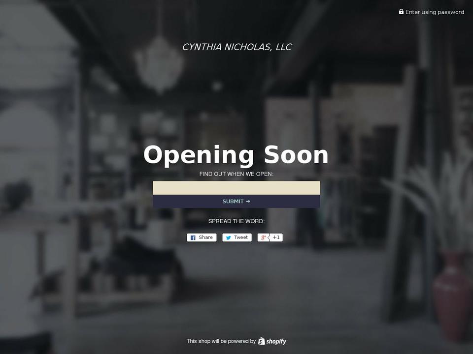 cynthianicholas.com shopify website screenshot