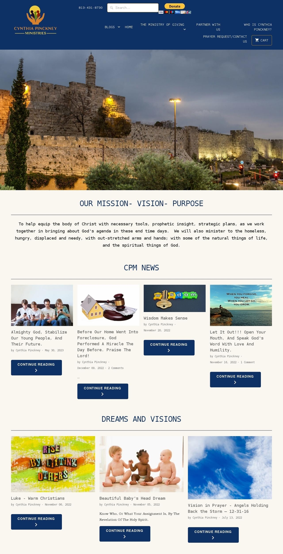 cynthiapinckneyministries.org shopify website screenshot